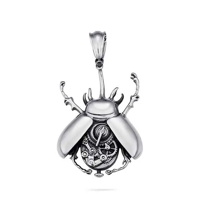 Collier Punk Hip Hop avec pendentif coccinelle mécanique à vapeur pour homme, chaîne de motard en ac