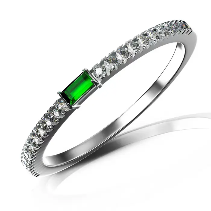 Bague en argent regardé pour femme, émeraude, simple Nucleo plein de diamants, matiques pour couples