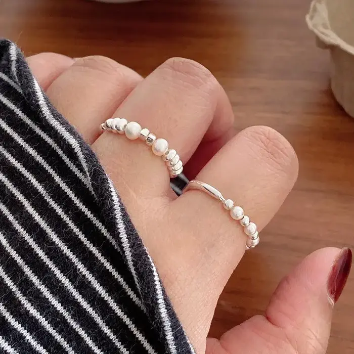 Bague de cocktail en perles coréennes blanches hypoallergéniques pour femmes occasions spéciales elegance mariage anniversaire engagement