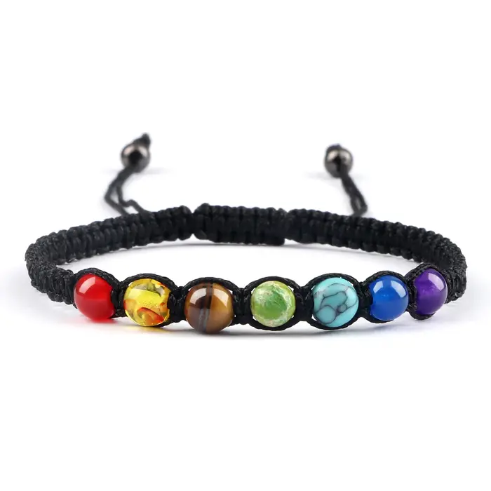Bracelet tressé à breloques 6MM 7 Chakra pour Couples, en pierre naturelle, fait à la main, pour fem