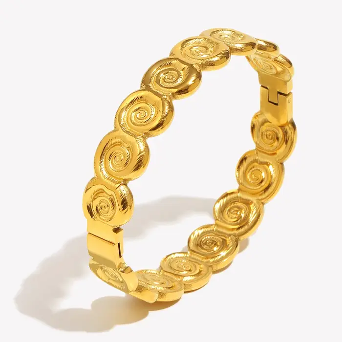 E.B.belle – Bracelet conque créative en acier inoxydable plaqué or 18 carats