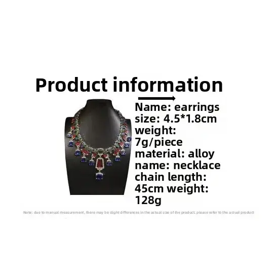 Boucles d'Oreilles et Collier Coloré en Strass Luxe Polyvalent Occasions Spéciales Nouvel An Fête Chic