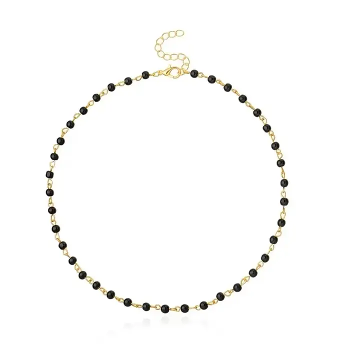 2020 nouveau Design bijoux femme Simple noir blanc collier de perles fait à la main collier ras du c