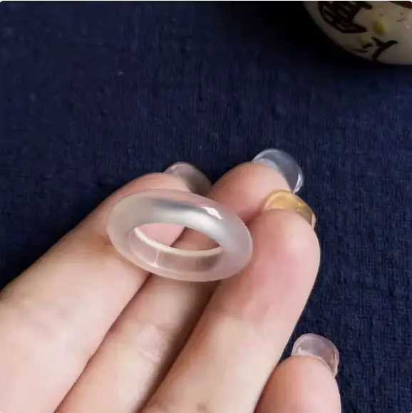 Bague en Agate Naturelle pour Femme, Bijou Élégant, Cadeau, Pierres Énergétiques de Guérison, Agate Blanche Haute Qualité, Anneaux en Jade