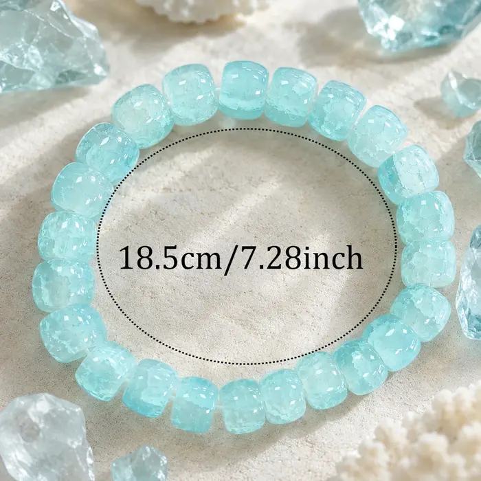 Bracelet extensible bleu clair avec perles
