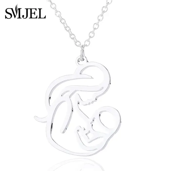 SMJEL nouvelle famille maman colliers en acier inoxydable pour femmes mode