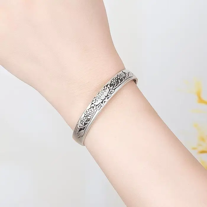 Bracelet jonc rond tendance en argent sterling 925