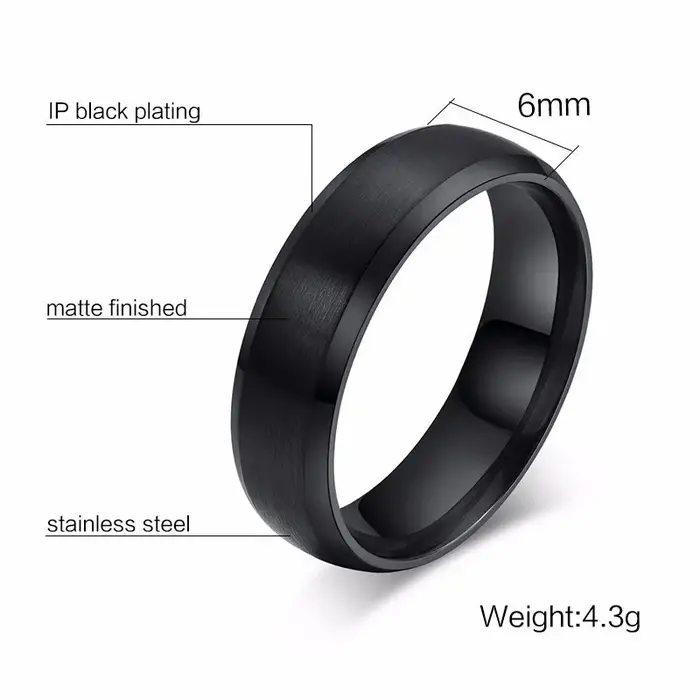 Vnox-Bague centrale brossée à bord biseauté en acier inoxydable pour hommes et femmes