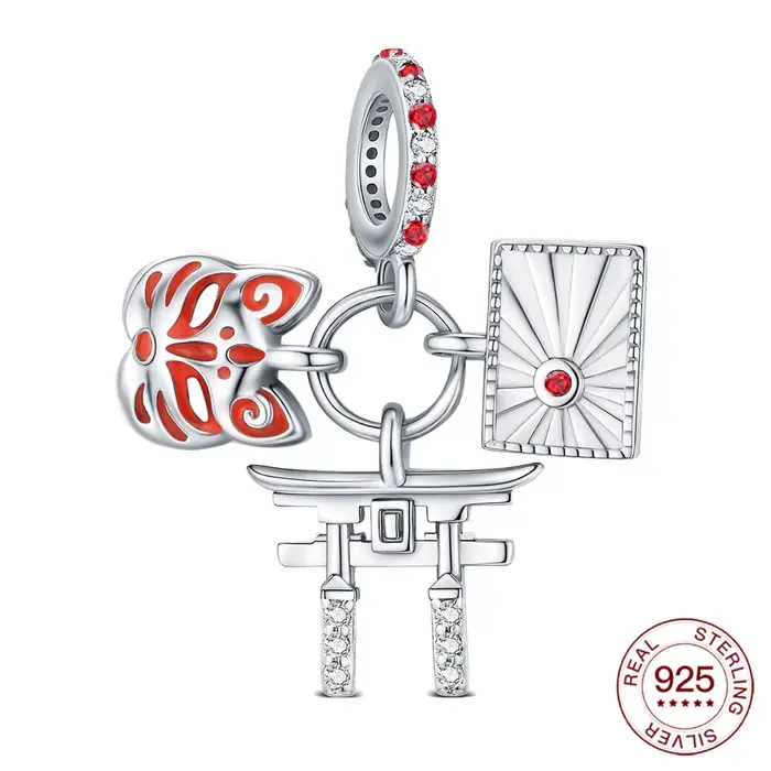 Breloque visage de renard japonais en argent Sterling 925, drapeau, fabrication de bijoux pour Brace