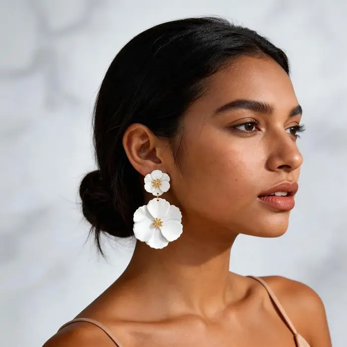 Grandes boucles d'oreilles pendantes à fleurs pour femmes