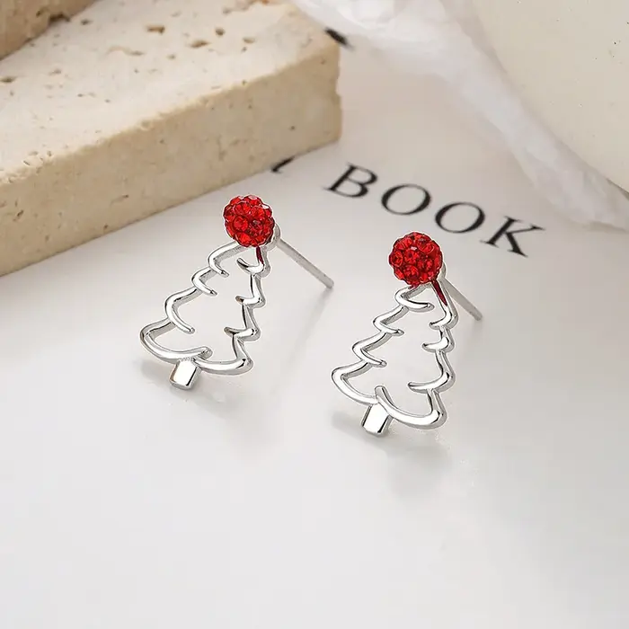 Boucles d'oreilles plaquées rhodium en argent S925, bijoux élégants pour cadeau de noël, nouvelle co