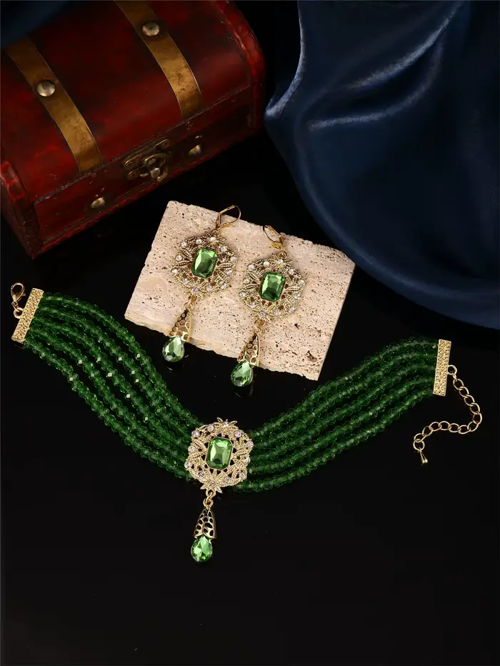 Bijoux de mariage fait à la main pour femmes ensemble collier et boucles d'oreilles design multicouche occasions spéciales