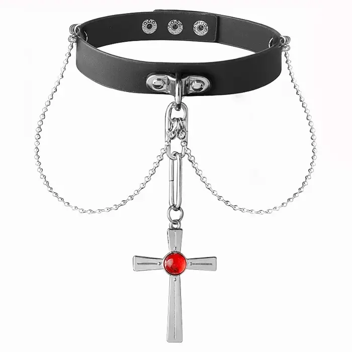 Collier pendentif en cuir Rosario et Vampire Anime, tour de cou Akashiya Moka, chaîne de clavicule, 