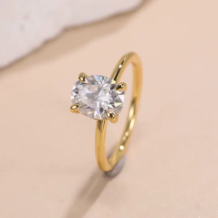 LinkerLove 1/2/3ct Solitaire Moissanite bague de fiançailles pour les femmes 925 en argent Sterling 