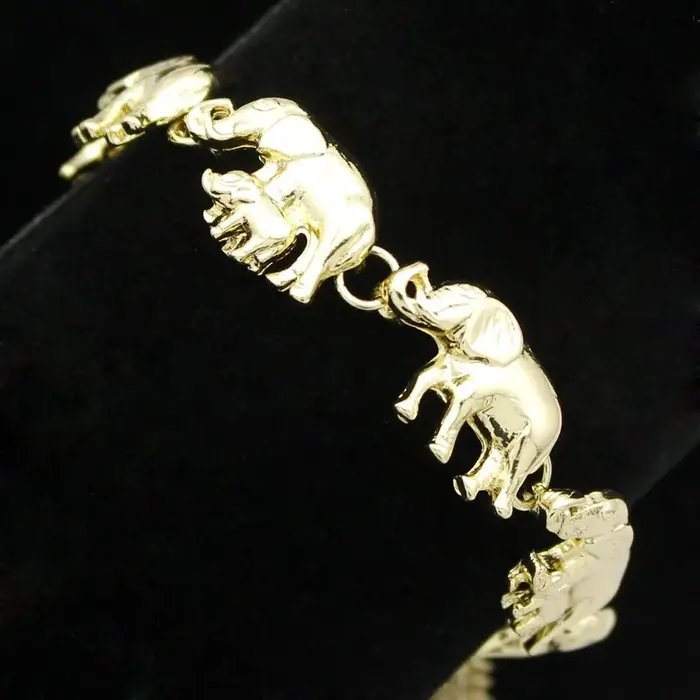 Bracelet à pendentif éléphant plaqué argent pour femme