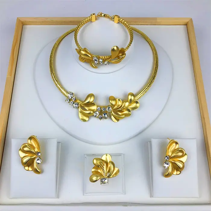 TITI ensembles de bijoux de mode collier et boucles d'oreilles couleur or pour femmes ensemble de bi
