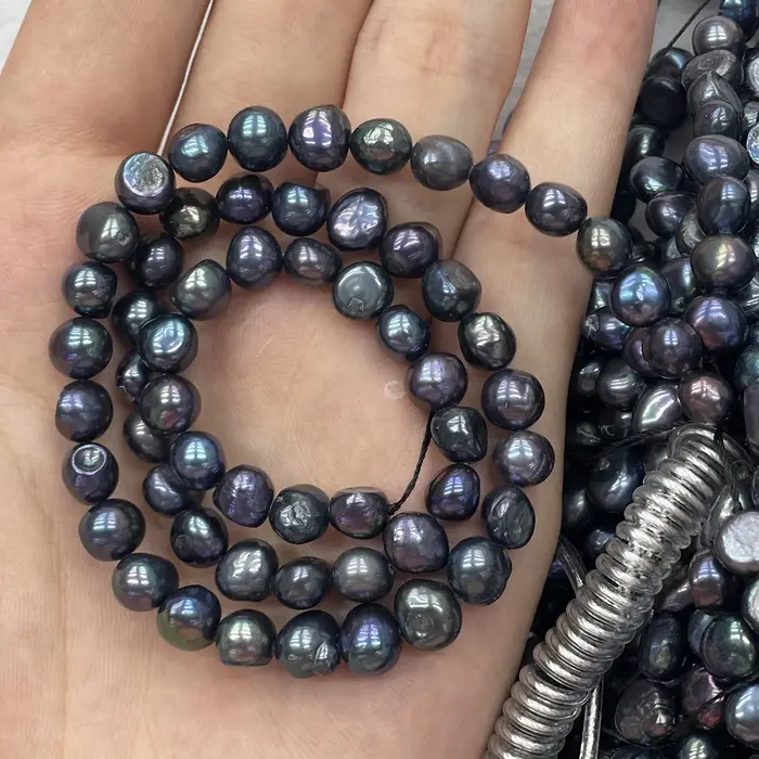 Perles d'eau douce presque rondes bleu-violet pour bijoux DIY colliers bracelets occasions spéciales