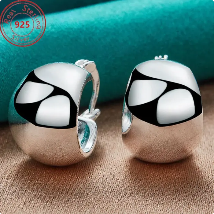 Boucles d'oreilles rondes fines et brillantes en argent Sterling S925 pour femmes occasions spéciales mariage fête élégantes à offrir