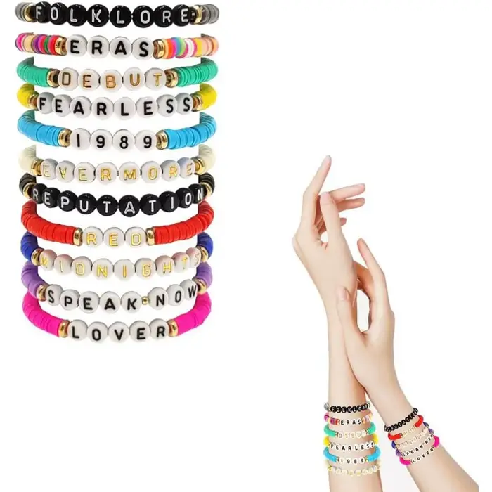 Bracelets à brins en polymère d'argile avec lettres colorées pour amoureux, amitié et courage pour hommes et femmes occasions spéciales