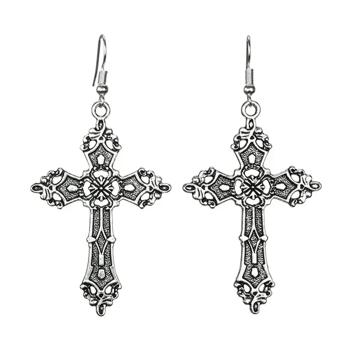Boucles d'oreilles Vintage croix, collier pour femmes, boucles d'oreilles gothique Punk, pendentif, 