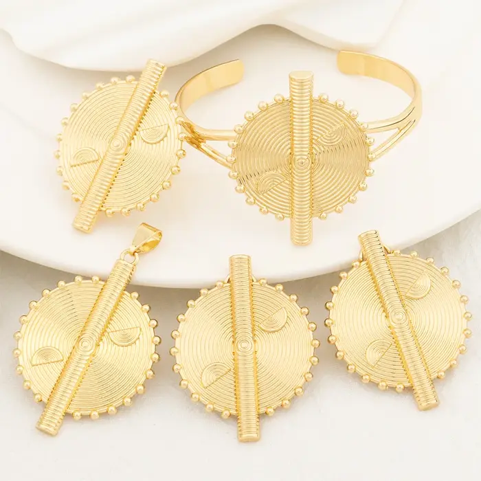 Ensembles de bijoux plaqués or pour femmes, cadeaux de mariage pour fête africaine de dubaï, pendent