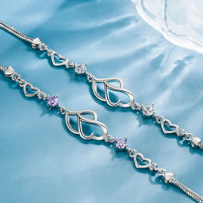 Bracelet cœur à cœur en argent Sterling 925 pour femmes