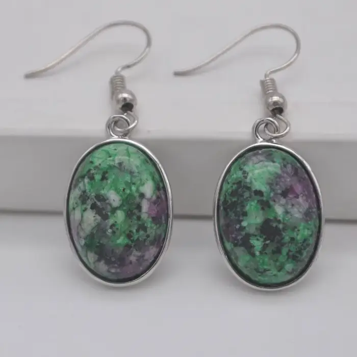 Agate/pierre de sable/ Sodalite brésilienne/Rhodonite/Turquoise/cristal/Lapis/opale/Malachite verte perles de pierre boucles d'oreilles ovales bijoux