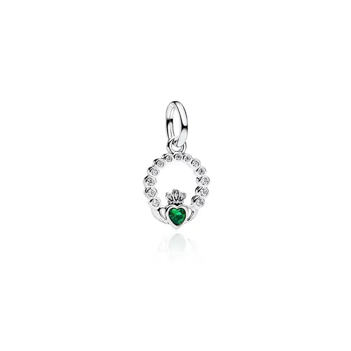 Bague Claddagh irlandaise en argent sterling 925 avec perle pendante, compatible avec les bracelets 