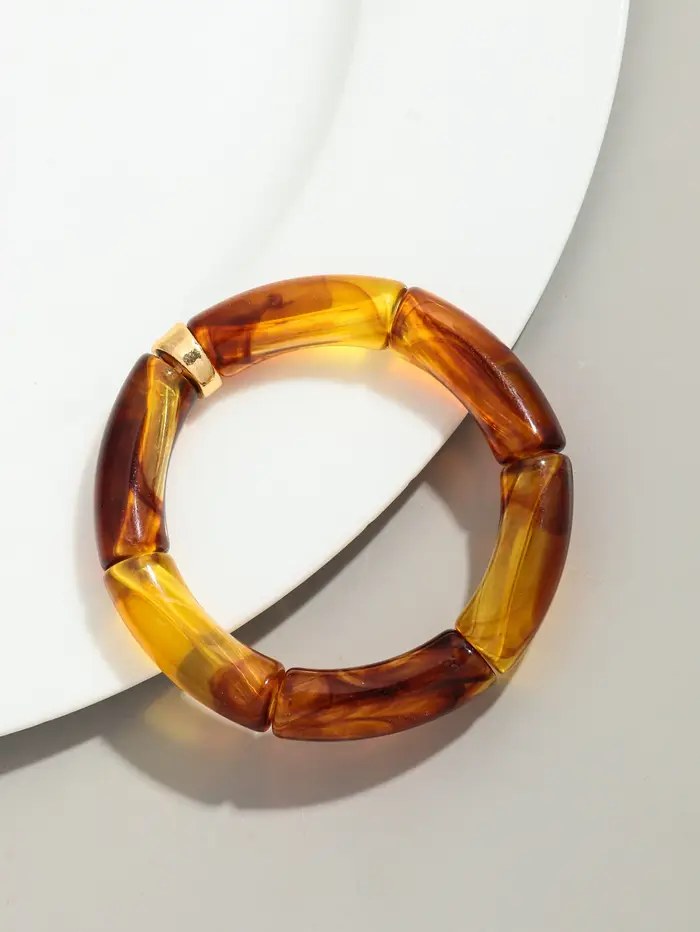 Bohomia nouveau acrylique gros bambou empilable Bracelet pour femmes Boho élastique coloré Tube perl
