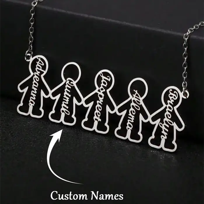 Collier personnalisé avec nom d'enfant, pendentif à noms multiples, adapté aux hommes de la famille,
