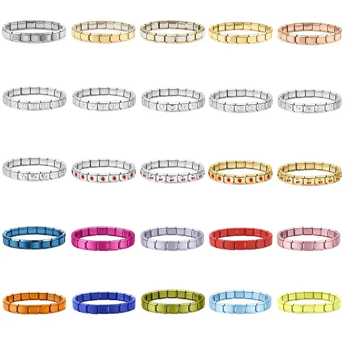 Bracelet à breloques italien pour femmes classique en acier inoxydable modules assemblés polyvalents pour différentes occasions spéciales