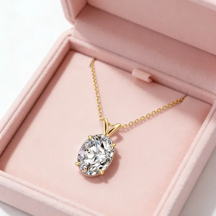 Collier pendentif solitaire en moissanite taille ovale pour femme