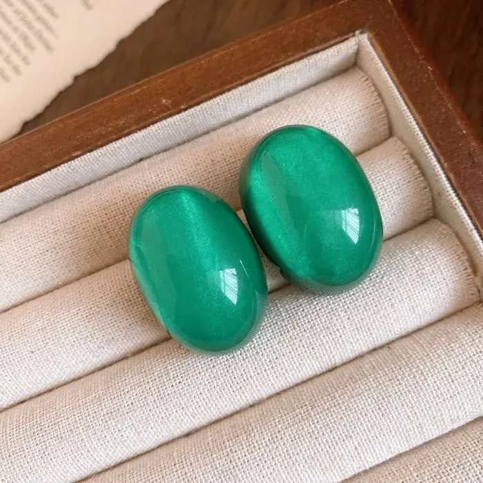 Boucles d'oreilles en résine au design ovale, bijoux élégants et exquis