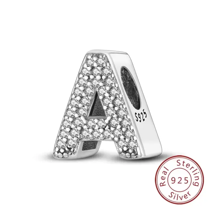 Breloques originales en argent Sterling 925 pour femmes et filles, 26 lettres A-Z Alphabet, perles a