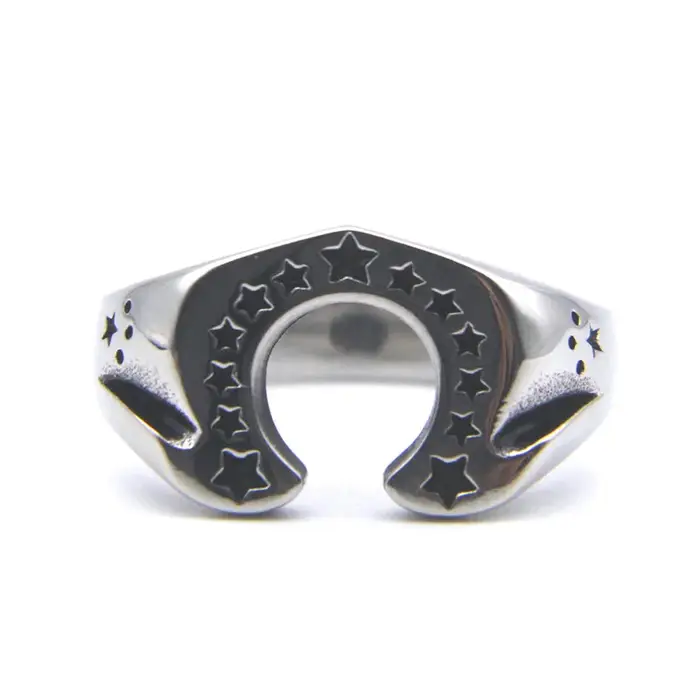 Bague fer à cheval solide en acier inoxydable 316L
