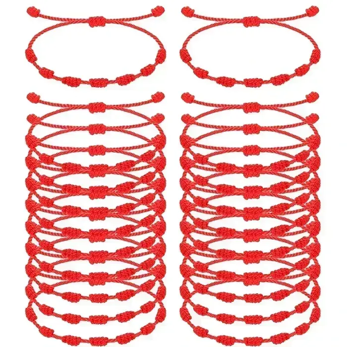Bracelet rouge tressé à la main coton porte-bonheur symbole de chance et protection pour femmes occasions spéciales