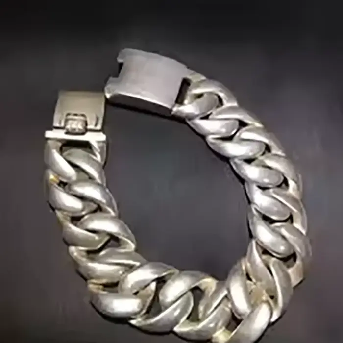 Bracelet Chunky en Argent Tibétain Vintage 115g, Bijou Minimaliste Personnalisé, Doux et Confortable