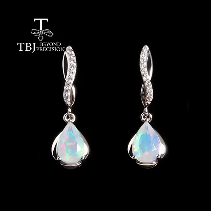 Magnifique design de mode opale naturelle pierres précieuses boucles d'oreilles en argent sterling b