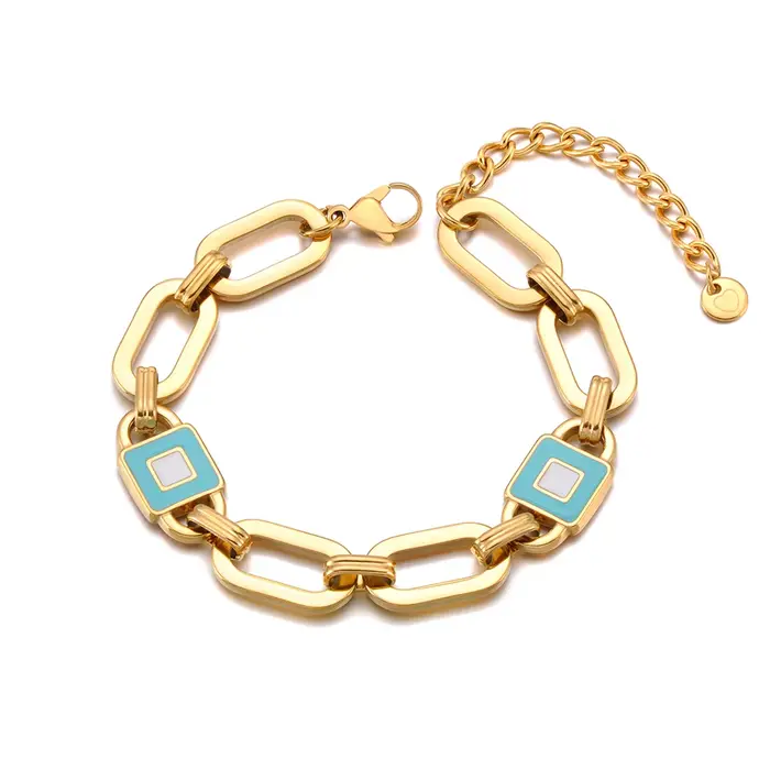 JeeMango – Bracelet à maillons en acier inoxydable pour femmes, bijoux à la mode avec texture métall