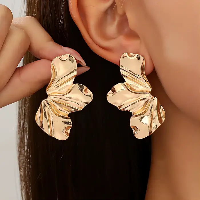 Cefiri 48mm or blanc/plaqué or pétale boucle d'oreille pour les femmes en alliage de Zinc fleur boucles d'oreilles simples bijoux cadeau pour noël