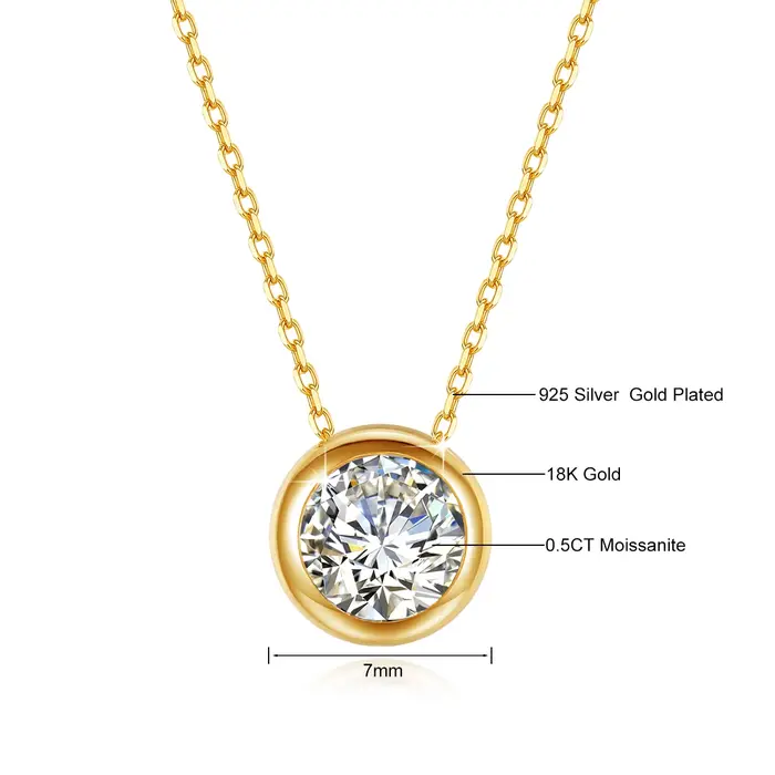 Collier en or véritable 18 carats, pendentif en diamant Moissanite rose GRA 0,5 ct/1 ct, bijoux fins