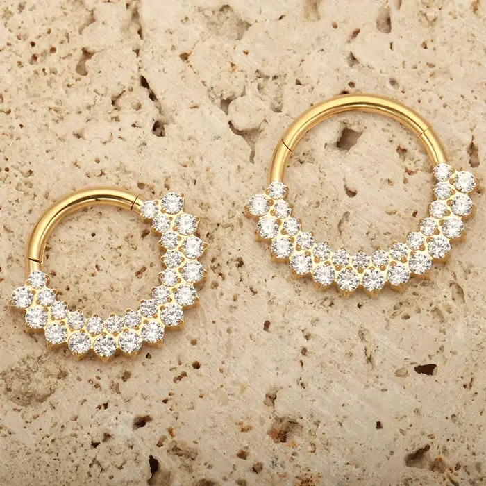 ASTM F136 titane Clicker Septum nez anneau Piercing CZ Daith boucle d'oreille cerceau avant face art