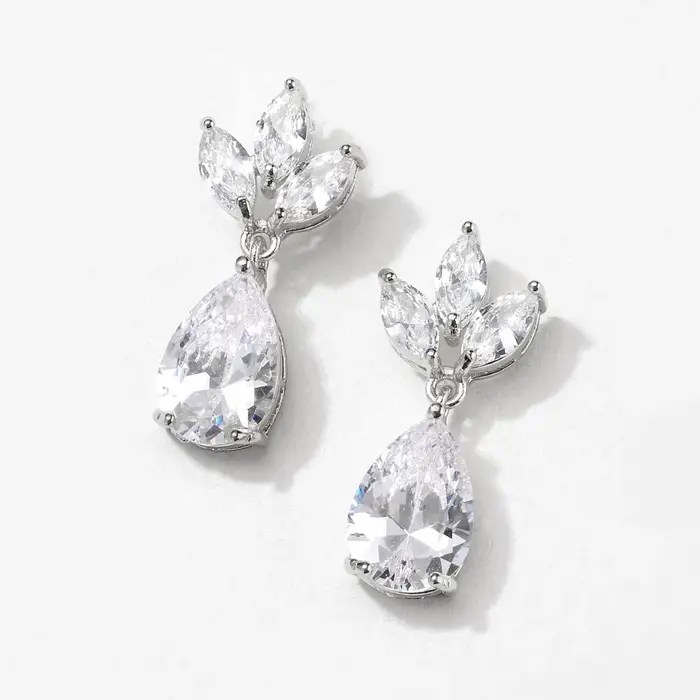 ZAKOL élégant collier/boucle d'oreille ensemble de bijoux pour les femmes magnifique poire goutte d'