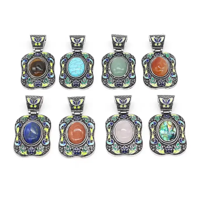 Pendentif en pierre semi-précieuse naturelle, quartz rose, breloques rétro pour bijoux à bricoler soi-même, colliers de la présidence exécutive, bracelets et boucles d'oreilles, taille 38x70mm