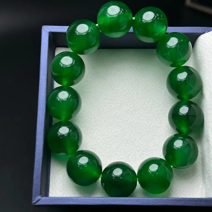Bracelets en jade vert birman naturel véritable AAA, perles de jade, 18 mm