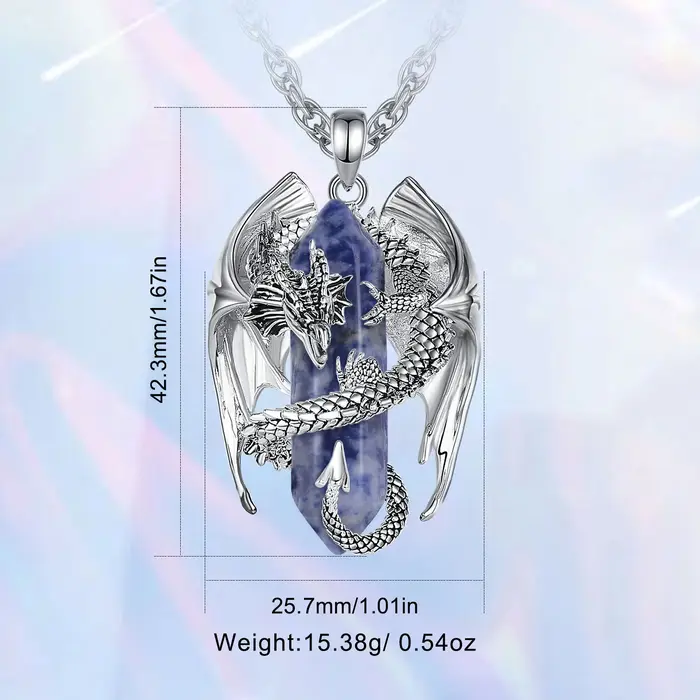 Eudora Dragon enveloppé Dumortierite collier en cristal Hexagonal pendentif en pierre de guérison amulette spirituelle bijoux cadeau pour femmes hommes