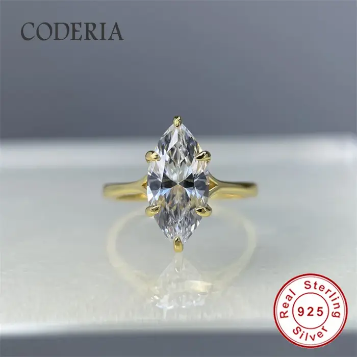 Bague de fiançailles en moissanite taille marquise 3 carats (7x14mm)