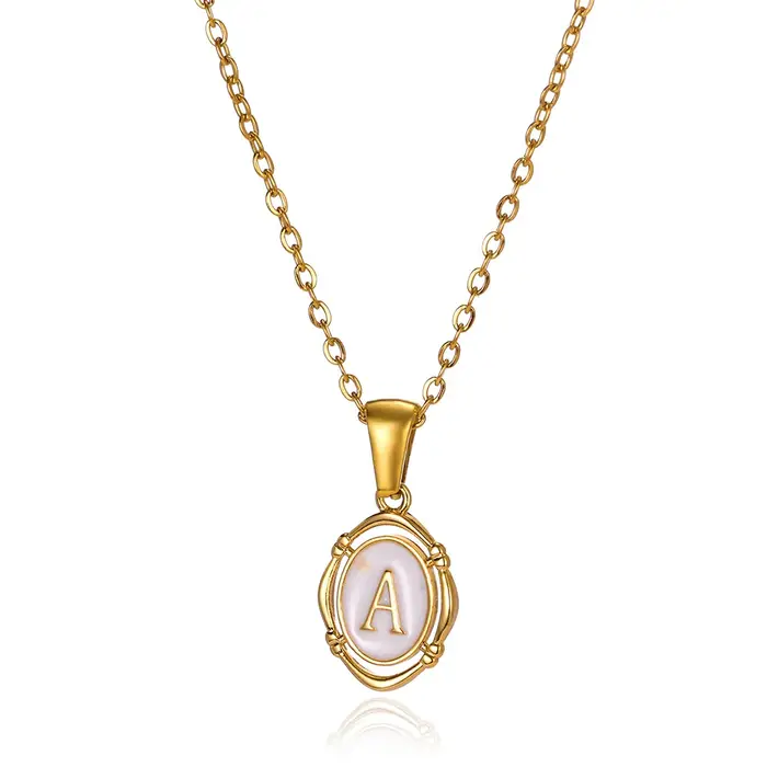Collier pendentif lettre initiale pour femmes, chaîne en acier inoxydable, colliers Alphabet A-Z, bi