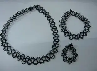 Collier et bague de pêche tressés pour femmes, ligne de pêche, double élastique, tatouage, bijoux tr