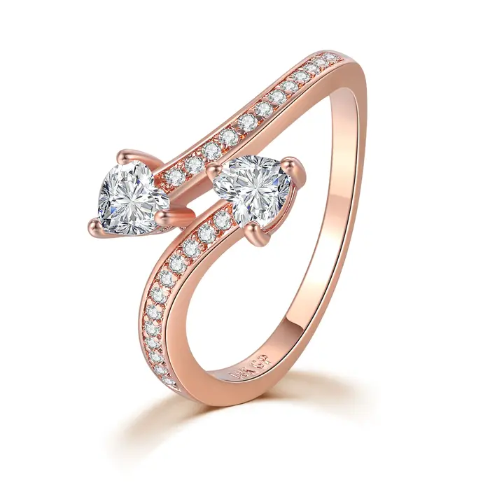 Bague romantique en forme de cœur délicat pour femmes, en forme de flèche AAA + zircone cubique, cou